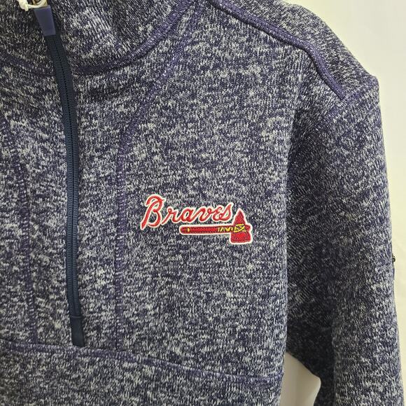 Atlanta Braves MLB Quarter Zip Sweater Pullover Men's Size Small Navy Blue - Picture 2 of 10